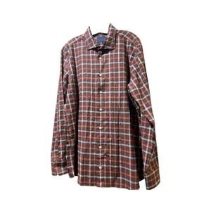 NEW CALDER CARMEL men's checked button up shirt in brown multi